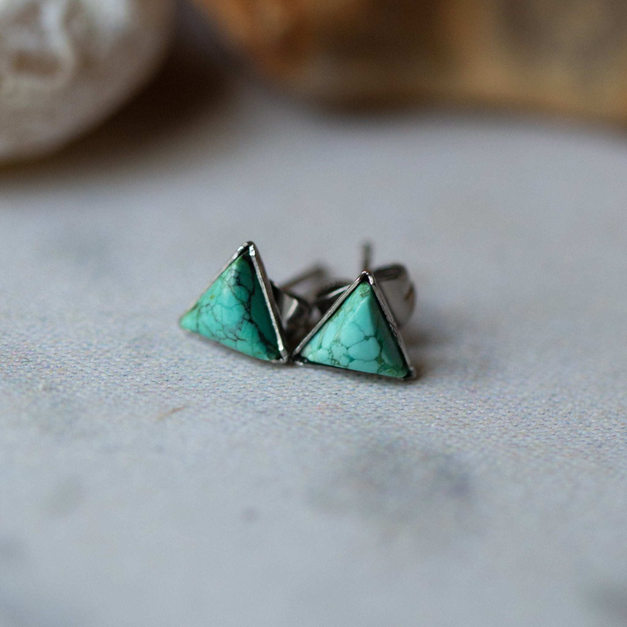 Turquoise Triangle Stud Earrings