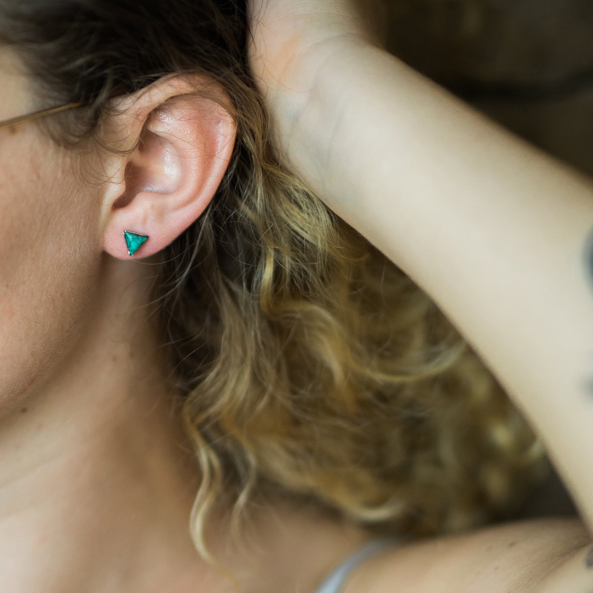 Turquoise Triangle Stud Earrings
