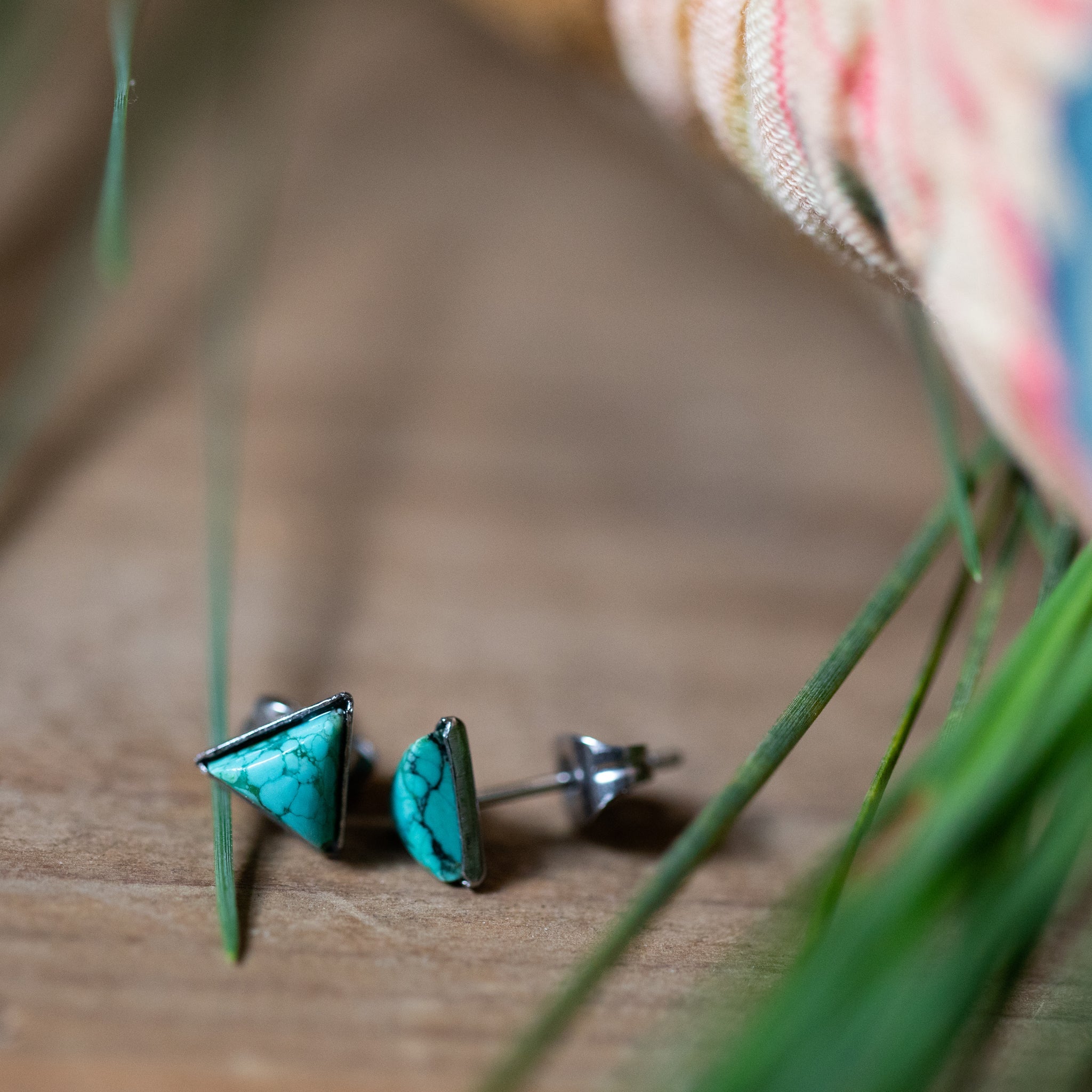 Turquoise Triangle Stud Earrings