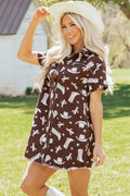 Women's Western Print Denim Dress