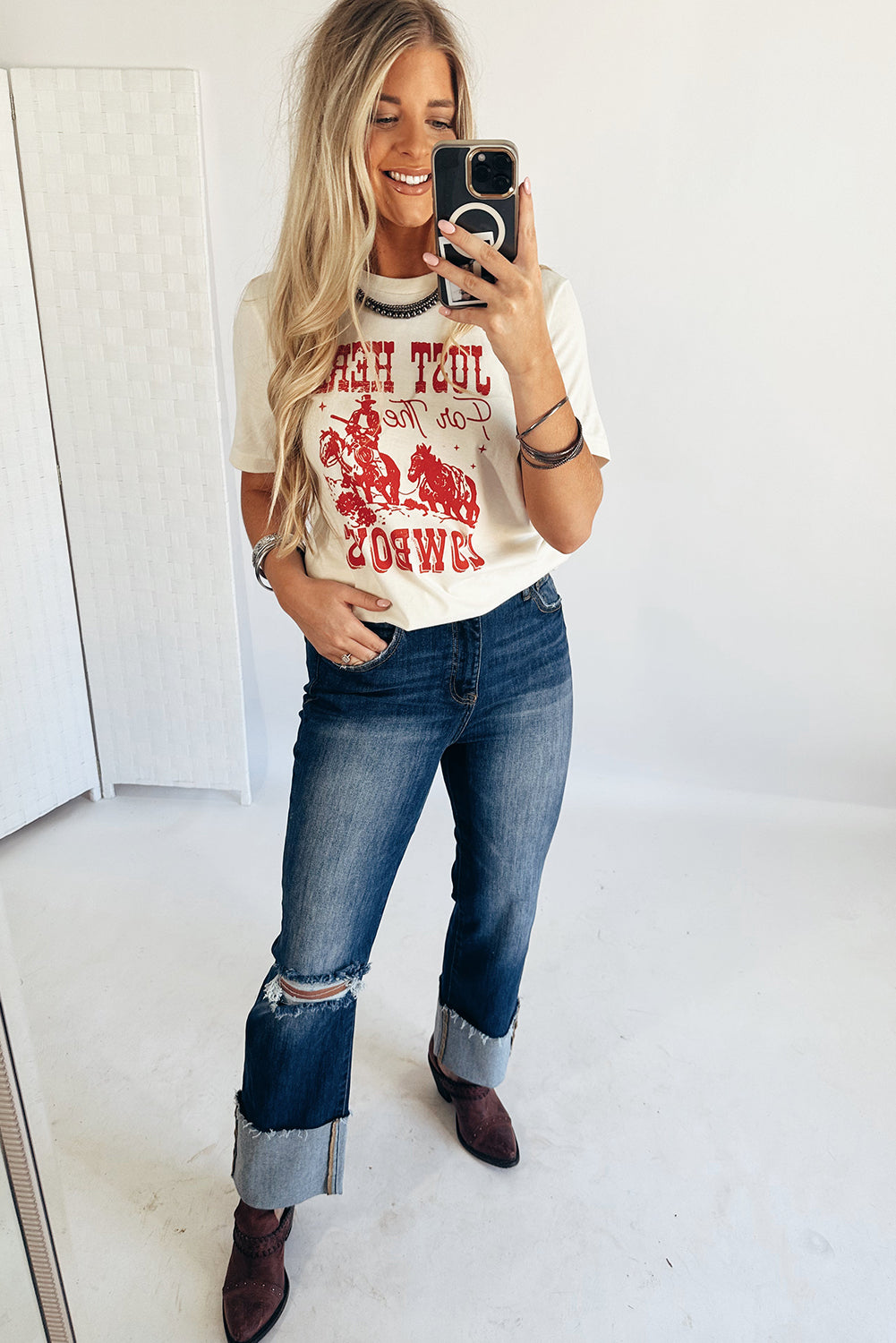 Just Here for the Cowboy Graphic Tee