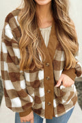 Checkered Sherpa Button-Down Jacket