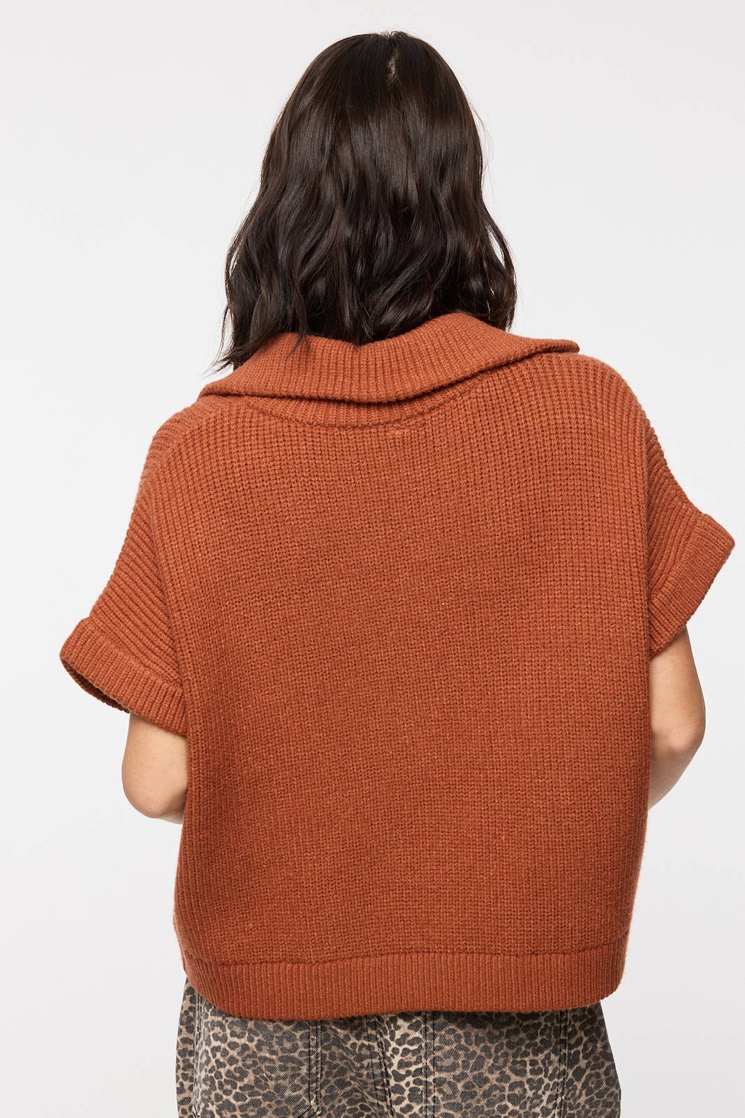 Women's Rust Half-Zip Pullover Sweater
