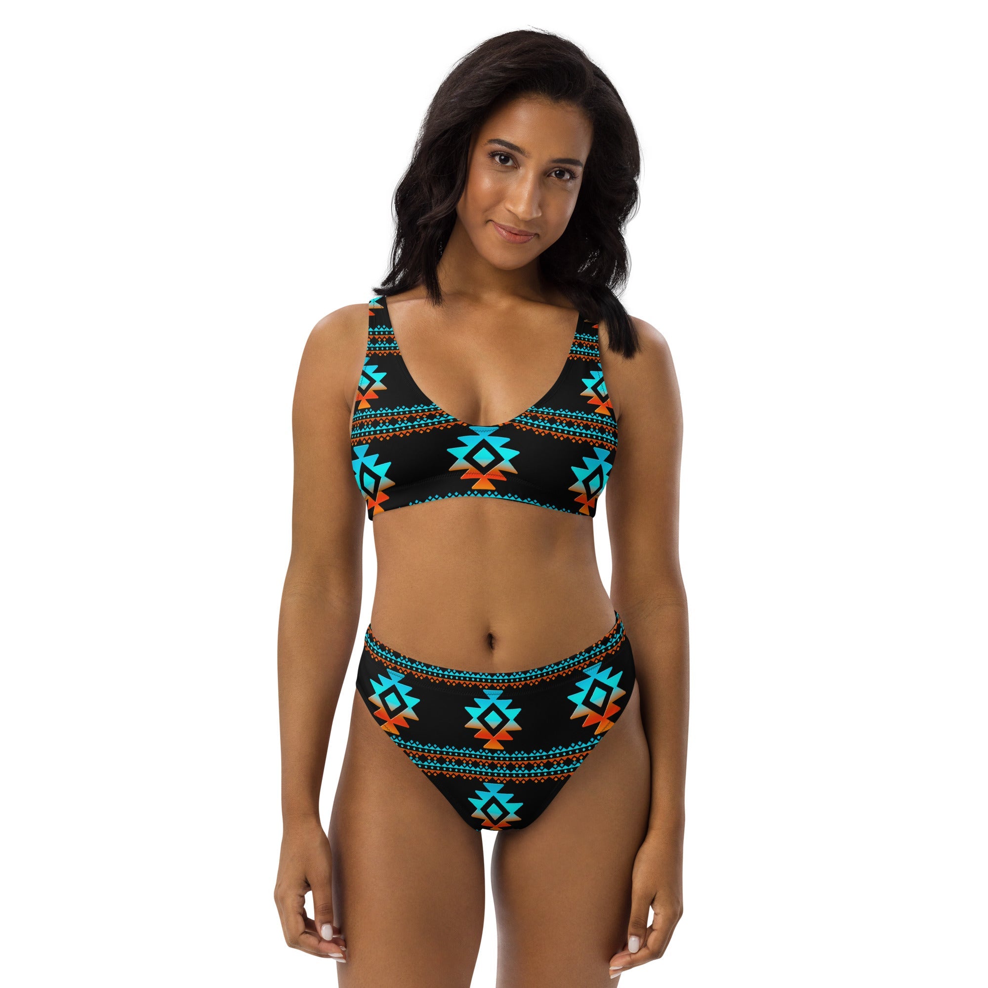 Women's Aztec Print High-Waisted Bikini Set | Mullet Cowboy