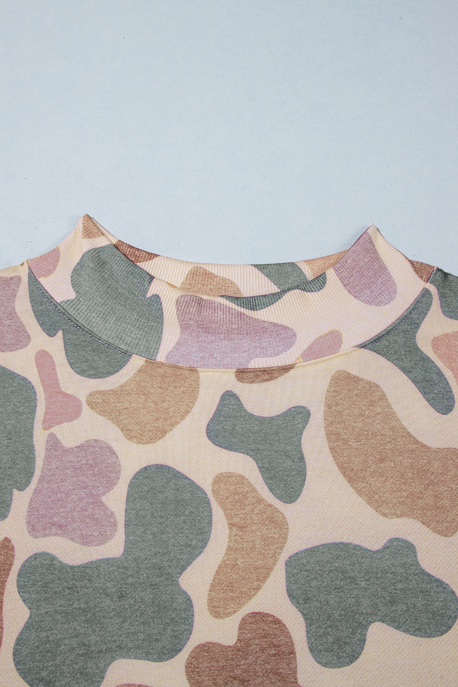 Plus Size Camo Print Mock Neck Sweatshirt