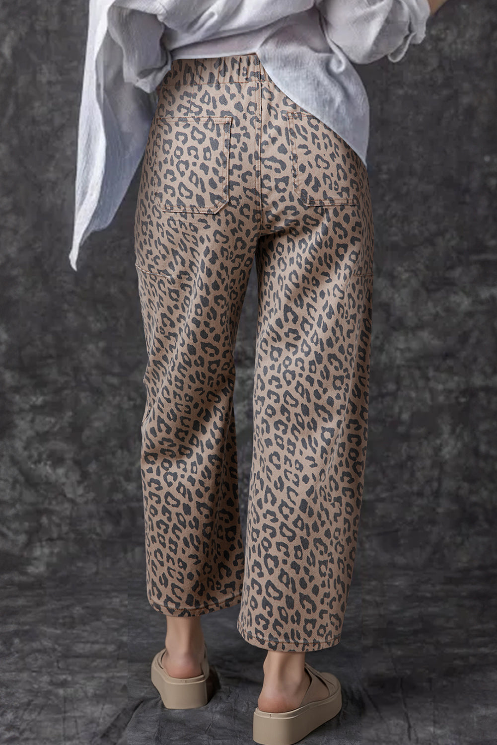 Leopard Print Barrel Jeans
