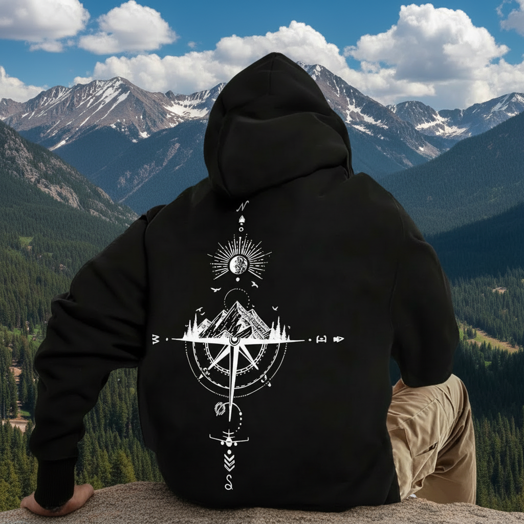 Black Hoodie - Sitting on Rock