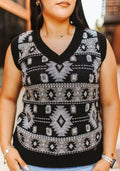 Women's Aztec Knit Sleeveless Sweater Top