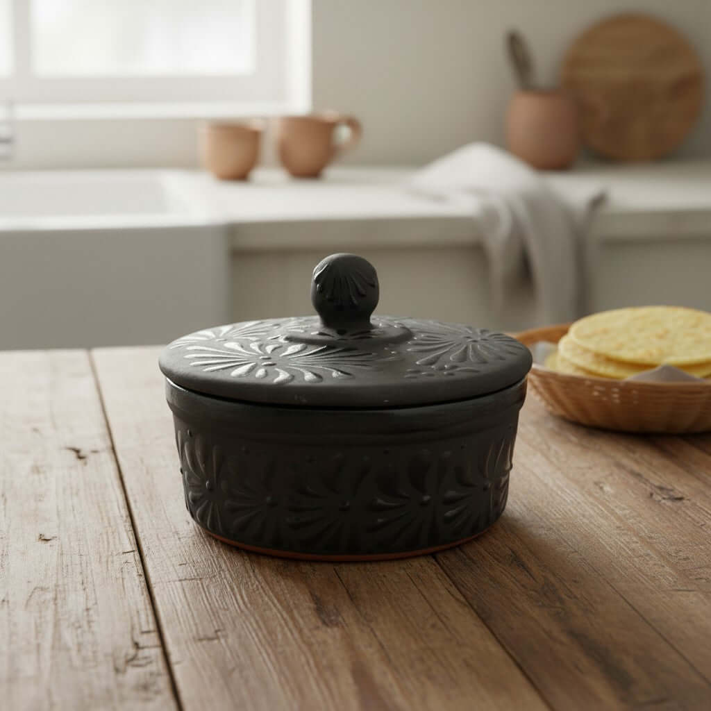 Black Talavera Tortilla Keeper