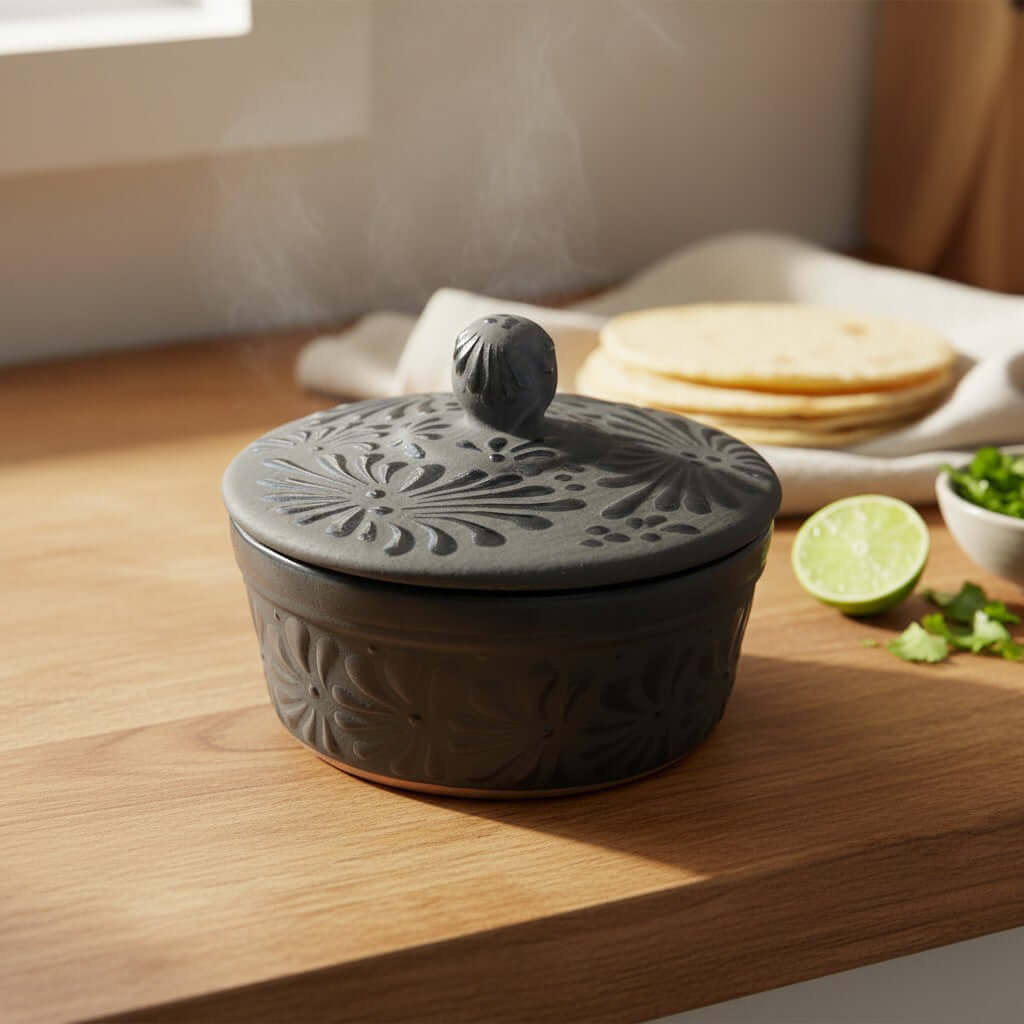 Black Talavera Tortilla Keeper