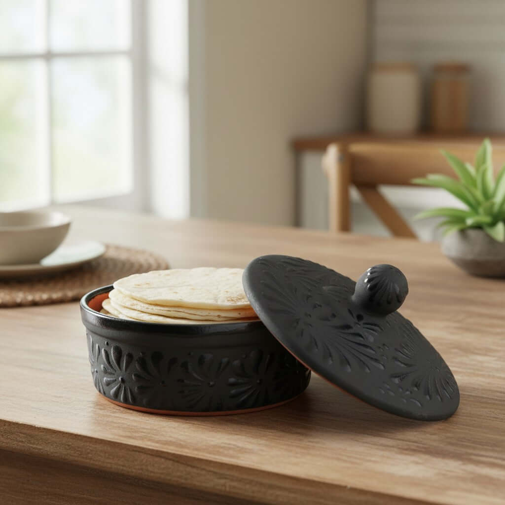 Black Talavera Tortilla Keeper