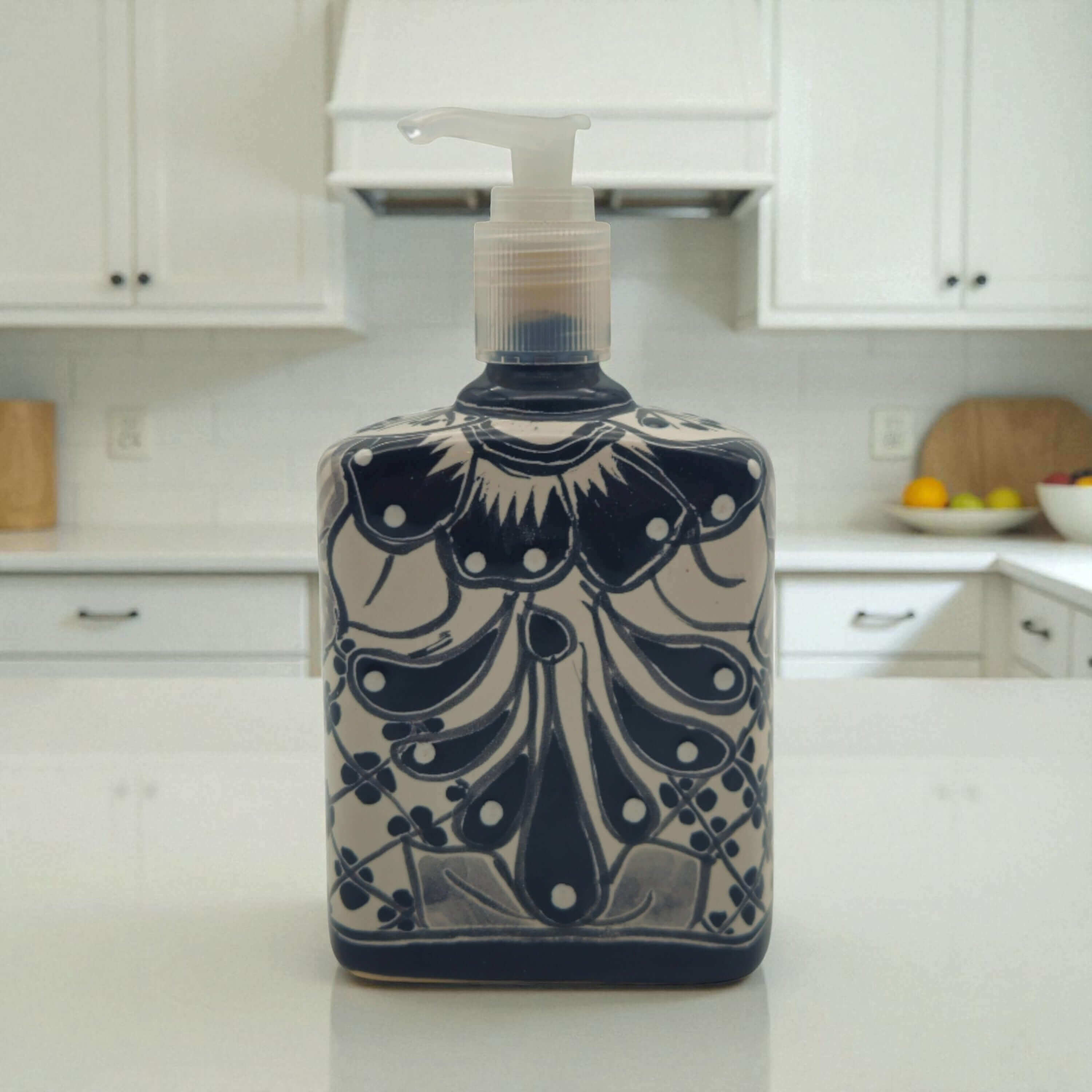 Black & White Talavera Soap Dispenser
