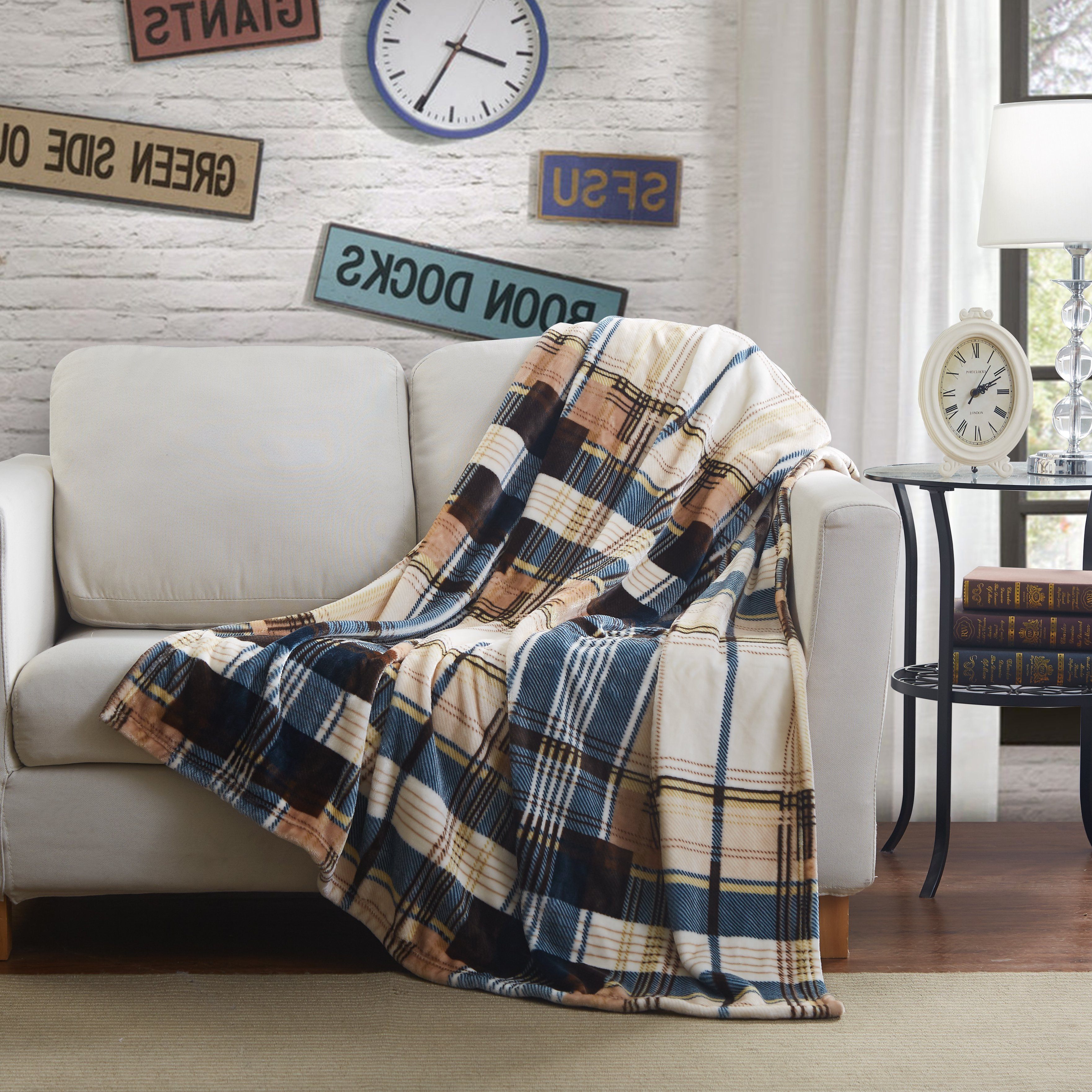 Winter Cabin Plaid Throw Blanket