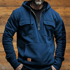 Blue Hoodie – Wood Wall Background