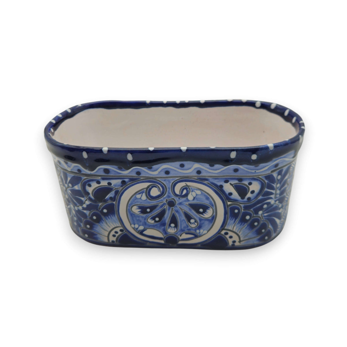 Blue and White Oval Talavera Planter