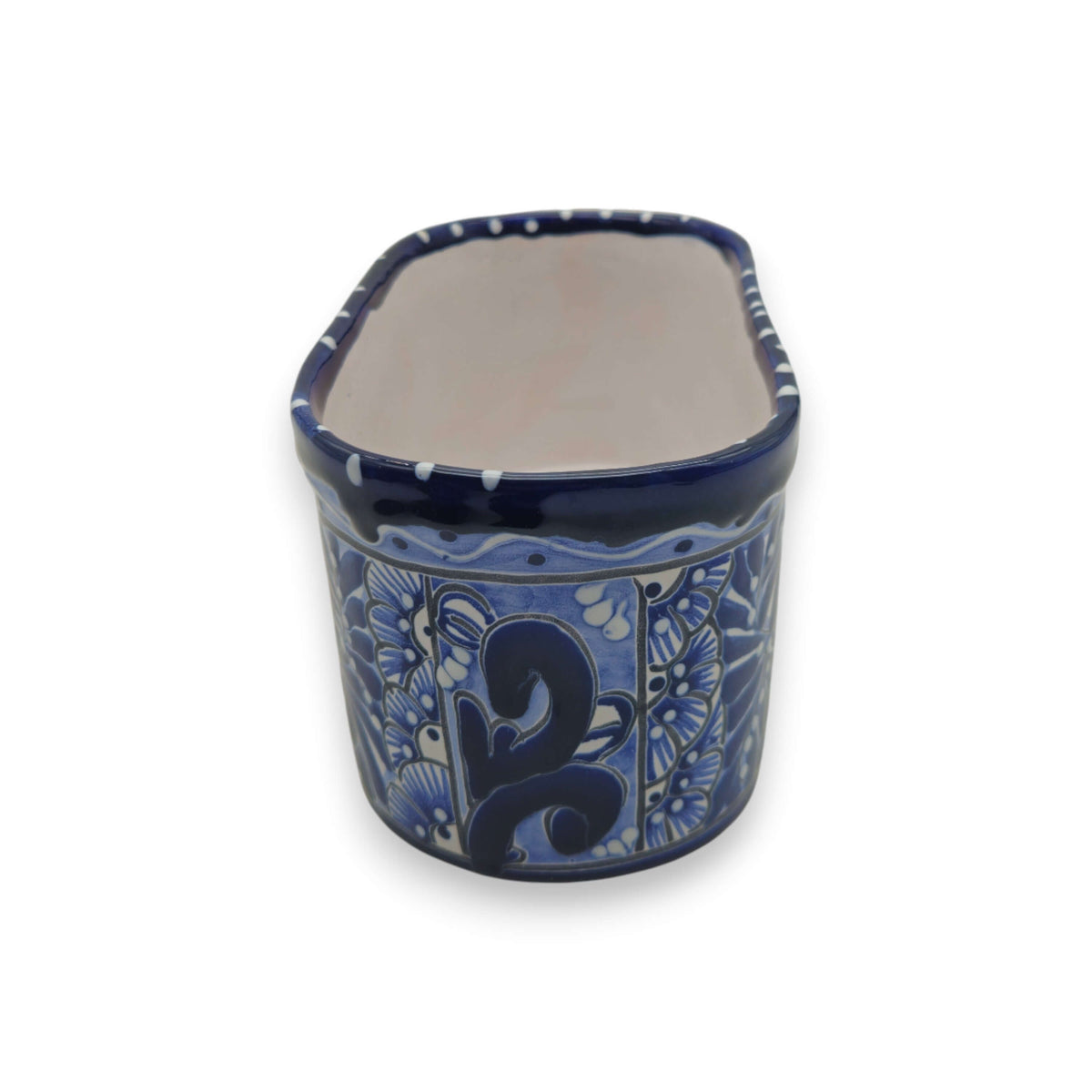 Blue and White Oval Talavera Planter