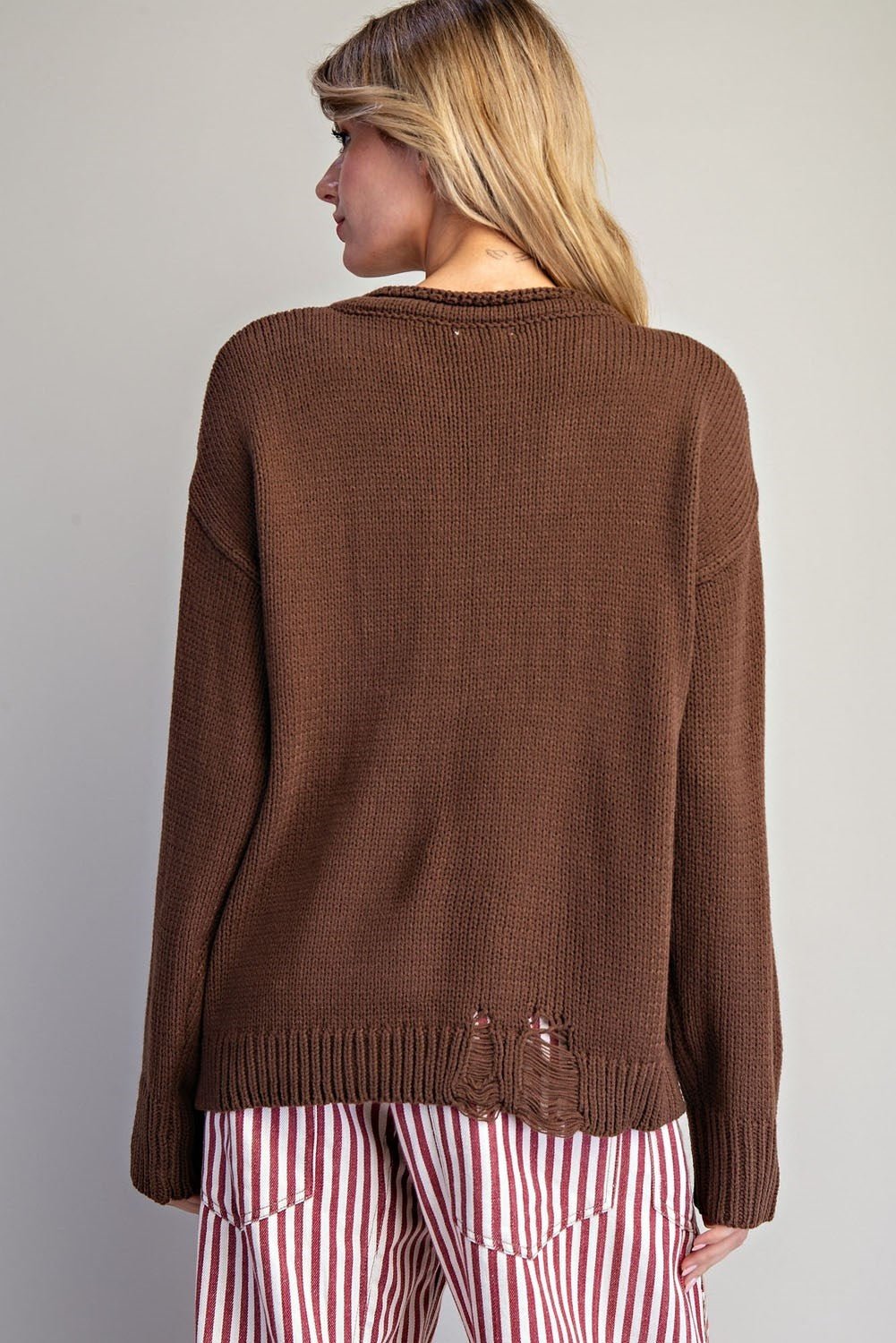 Style U "Boots" Western Intarsia Sweater — Chestnut Brown