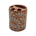 Talavera Toothbrush Holder | Brown & White Floral