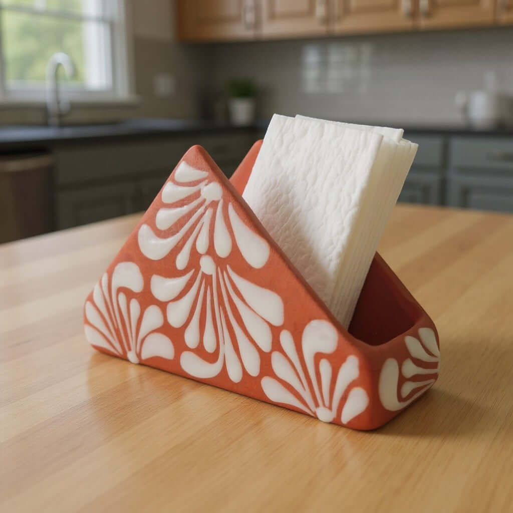 Brown & White Talavera Napkin Holder