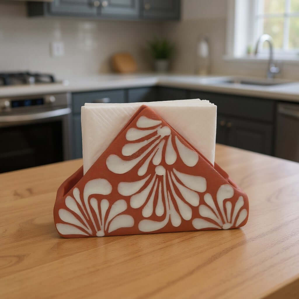 Brown & White Talavera Napkin Holder