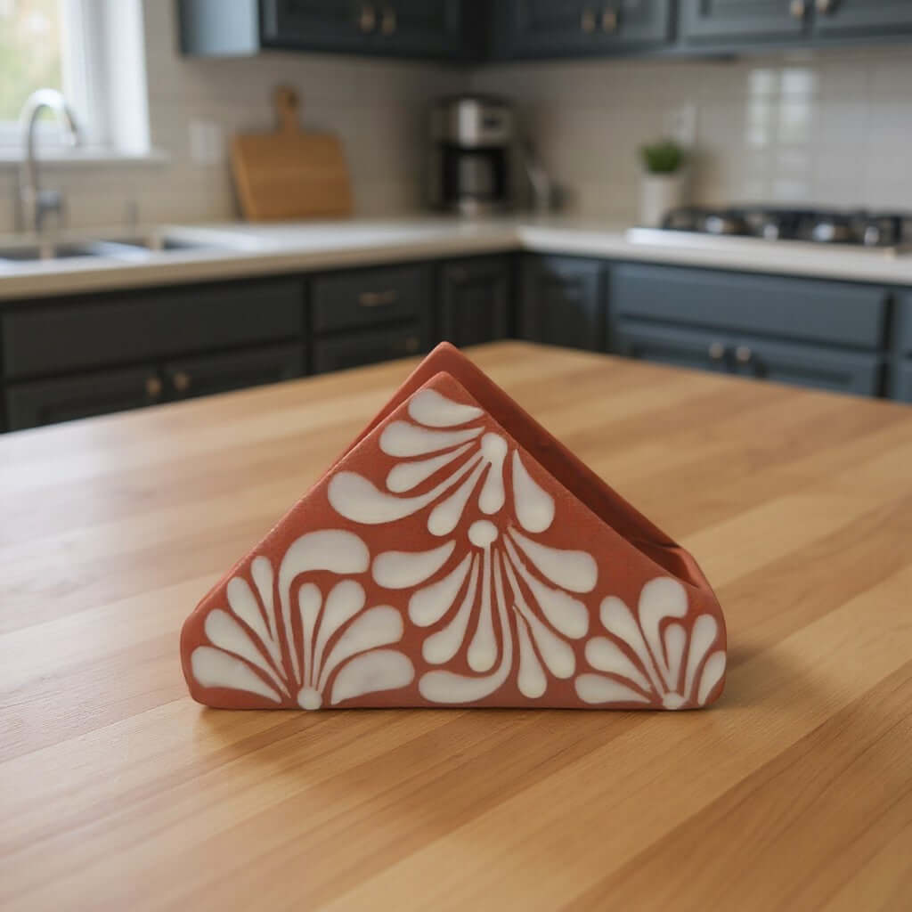 Brown & White Talavera Napkin Holder