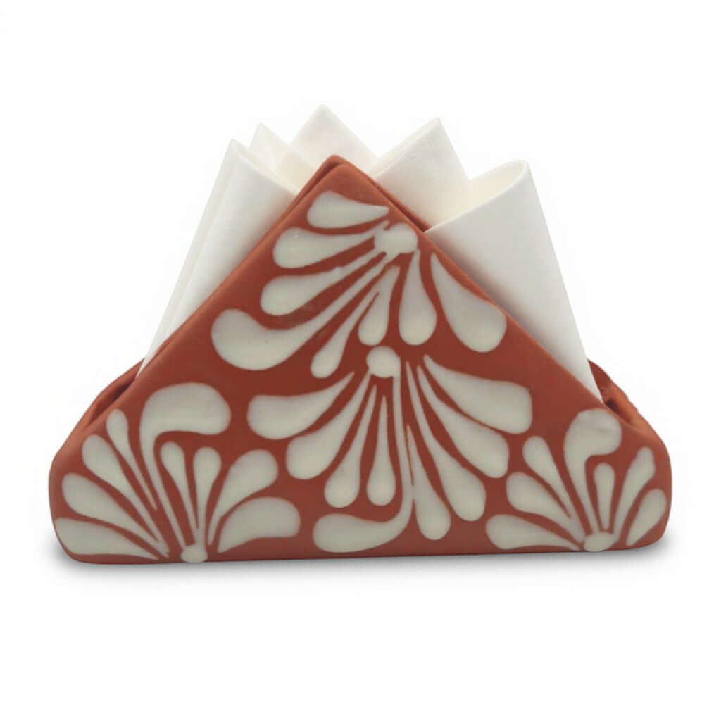 Brown & White Talavera Napkin Holder