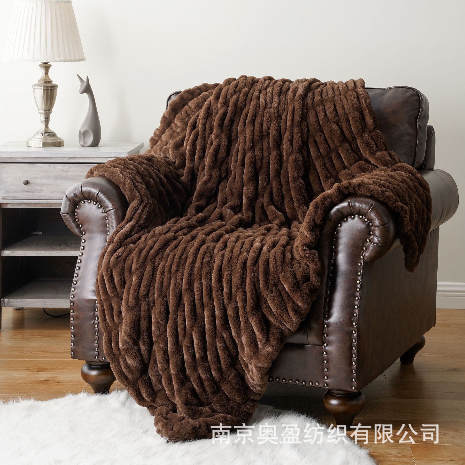 Faux Rabbit Fur Hooded Blanket