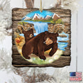 Bear Cabin Wooden Ornament