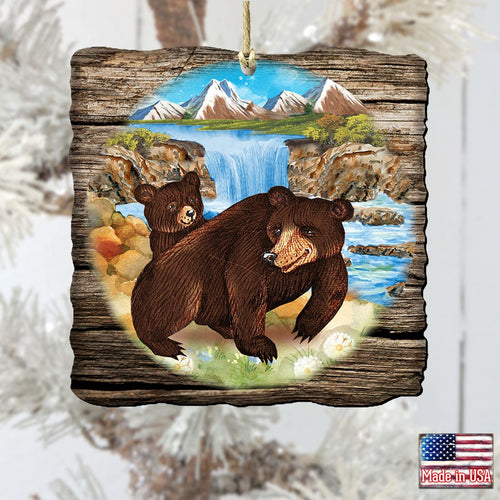 Bear Cabin Wooden Ornament