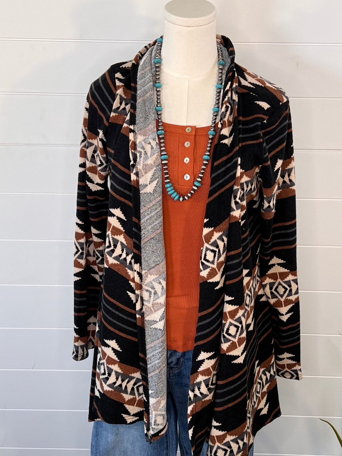 BOMBOM "Calgary" Western Open Front Cardigan — Luxurious Soft Layering Piece Made in USA