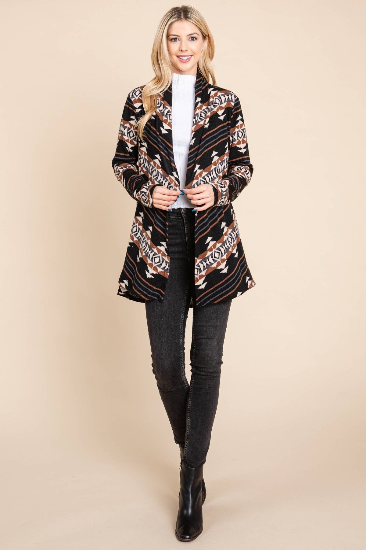 BOMBOM "Calgary" Western Open Front Cardigan — Luxurious Soft Layering Piece Made in USA
