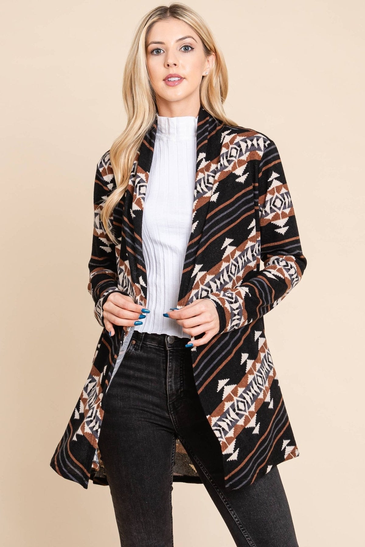 BOMBOM "Calgary" Western Open Front Cardigan — Luxurious Soft Layering Piece Made in USA