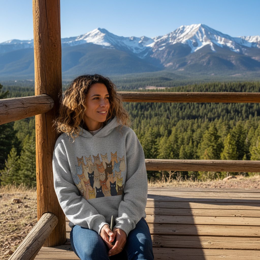 Cat Hoodie - Cabin Porch Summer