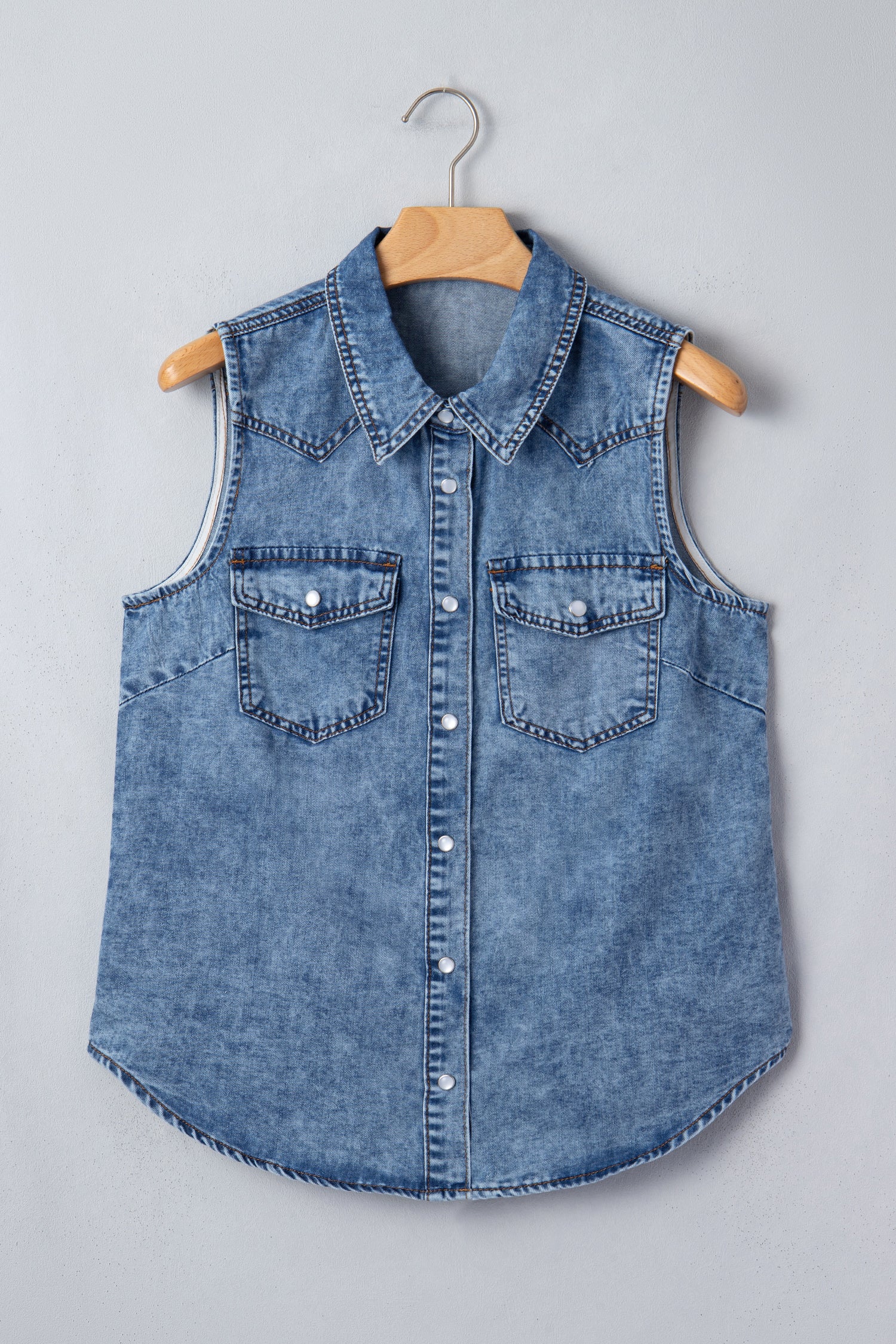 Denim Button-Front Vest