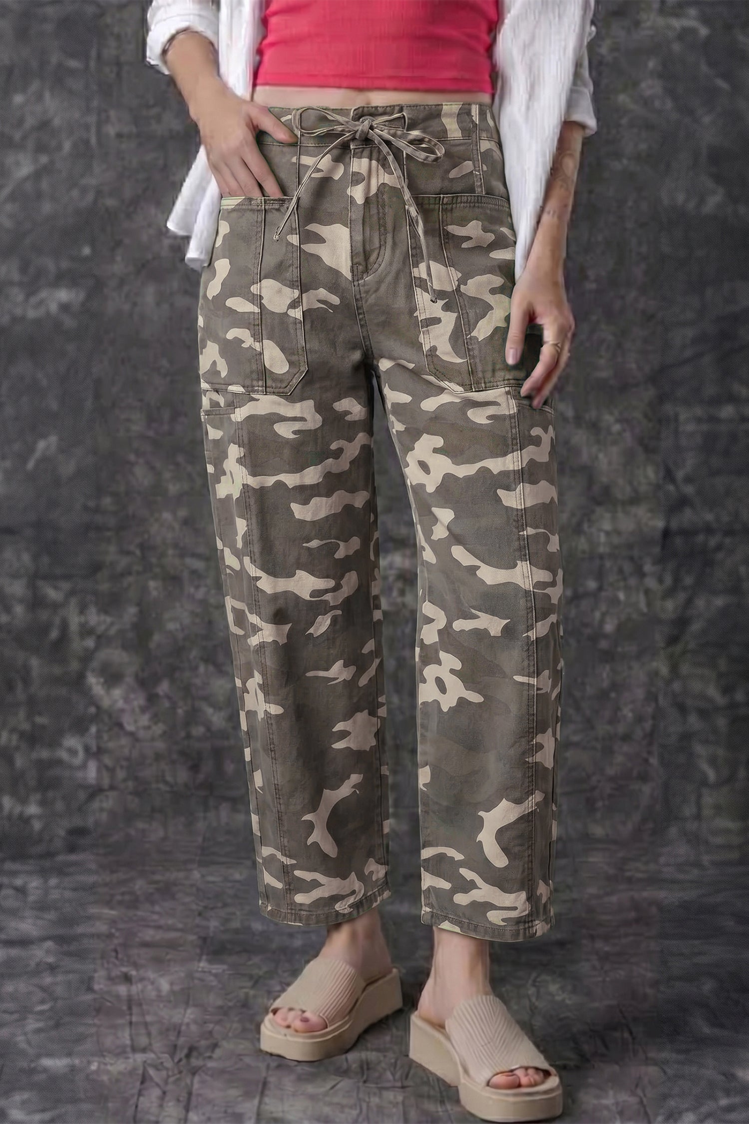 Leopard Print Barrel Jeans