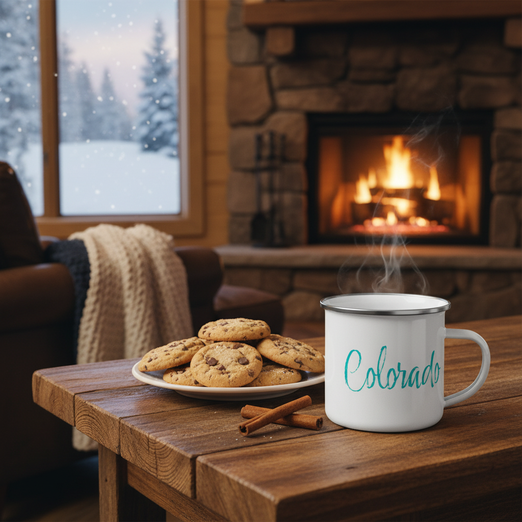 Colorado Enamel Mug - Cabin Left