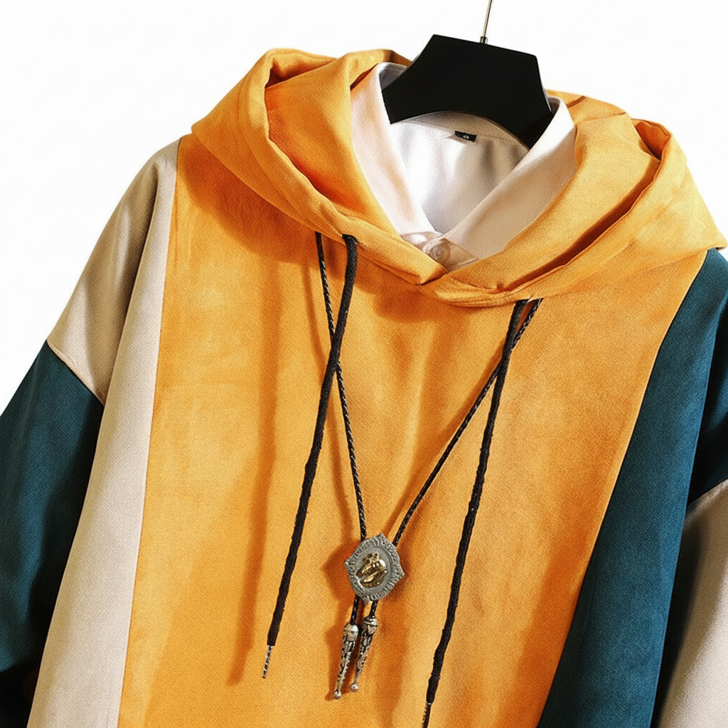 Colorblock Hoodie Close-Up – Hanger Intact No MI