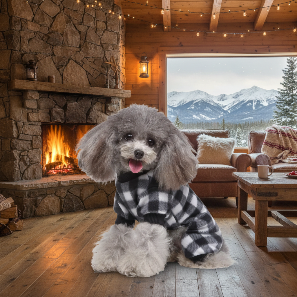 Cozy Cabin Dog Sweater - Black/White Lifestyle