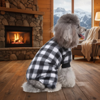 Cozy Cabin Dog Sweater - Black/White Side View Lifestyle