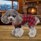 Cozy Cabin Dog Sweater - Red/Black Standing Lifestyle