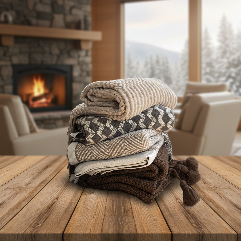 Cozy Cabin Knit Sofa Blanket — Lifestyle