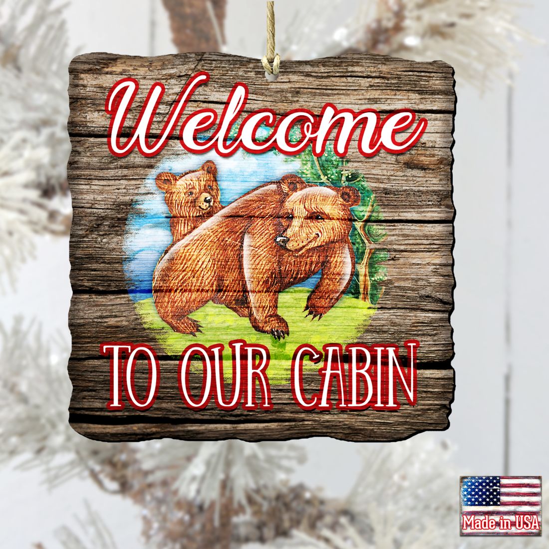 Bear Cabin Woodsy Ornament