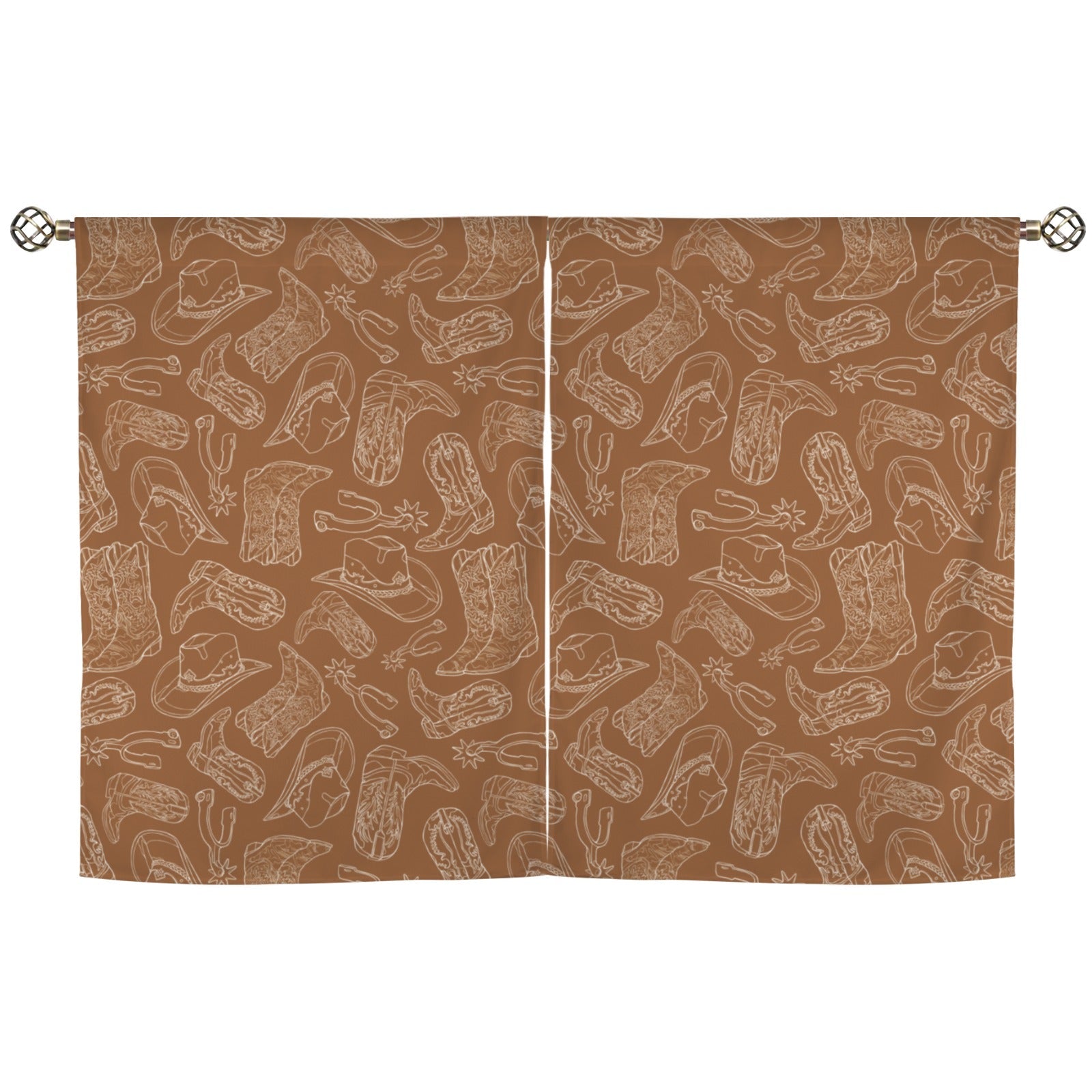 Western Print Window Curtains 28"x40"