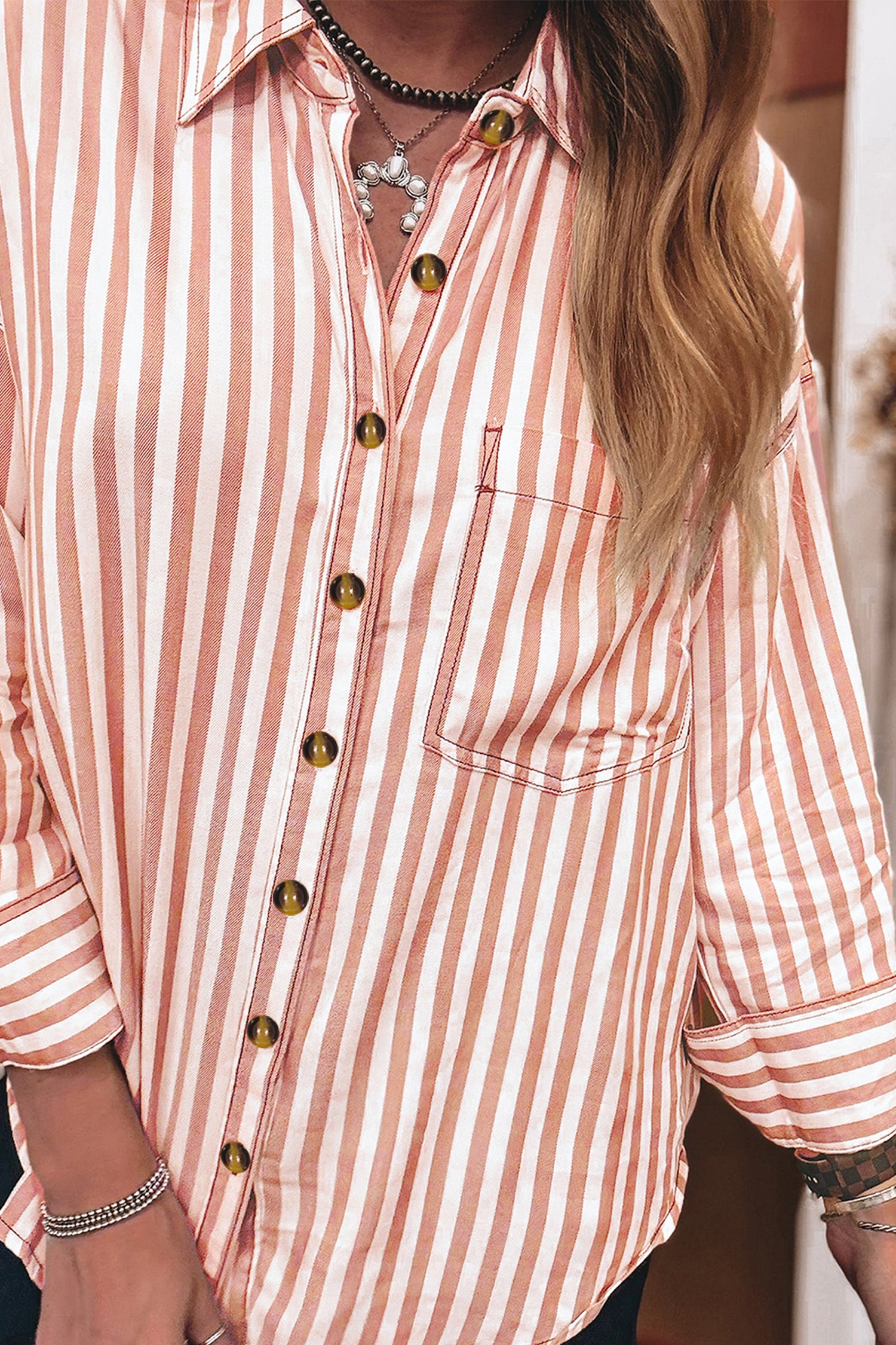 Women's Western Stripe Button-Down Shirt
