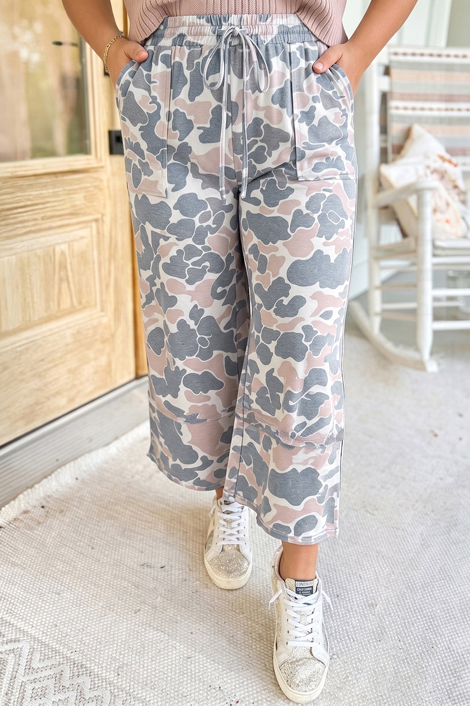 Plus Size Camo Print Ankle Pants