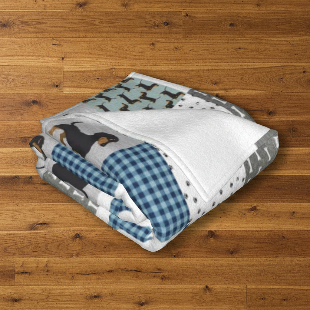 Dachshund Blanket on Wood Floor