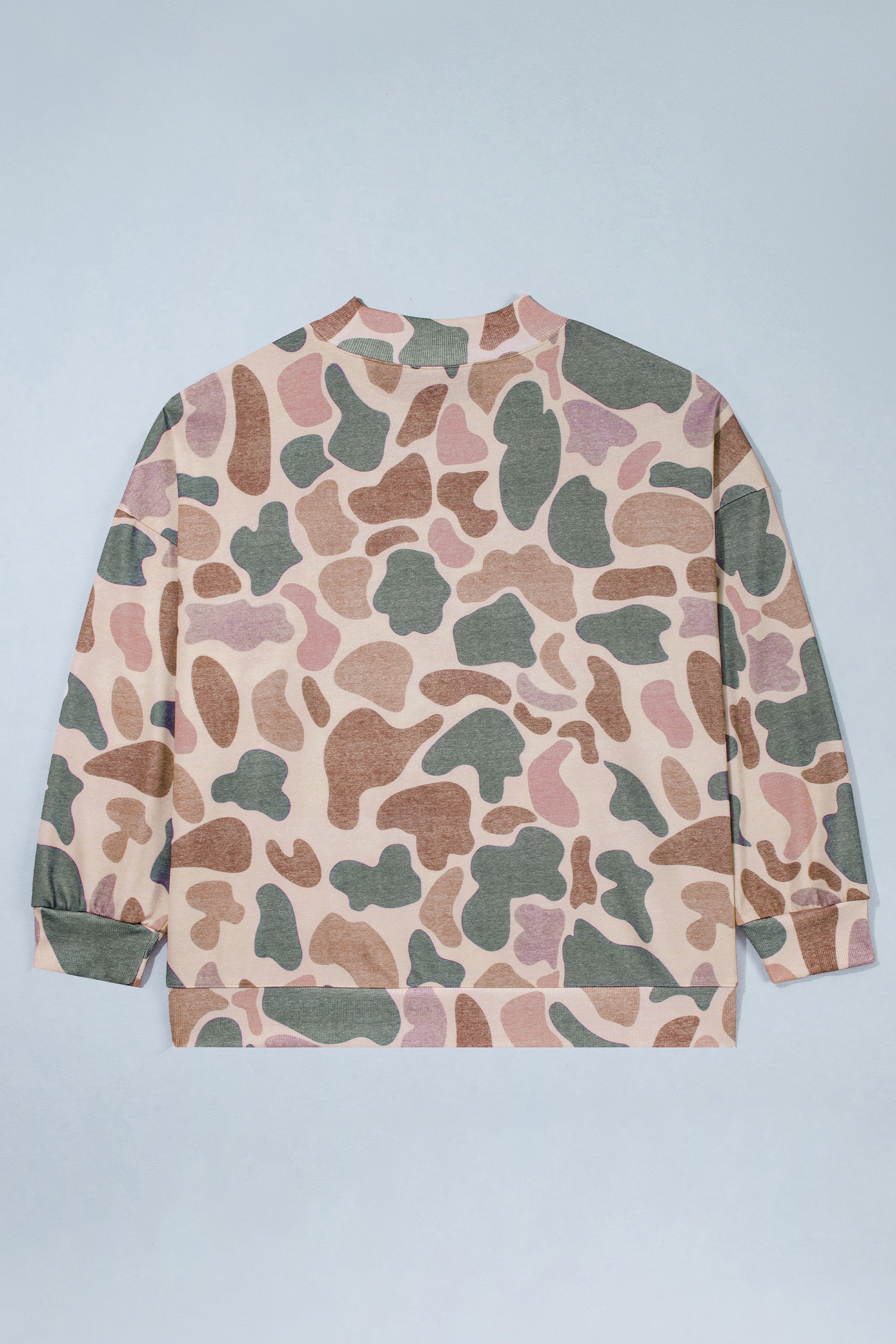 Plus Size Camo Print Mock Neck Sweatshirt