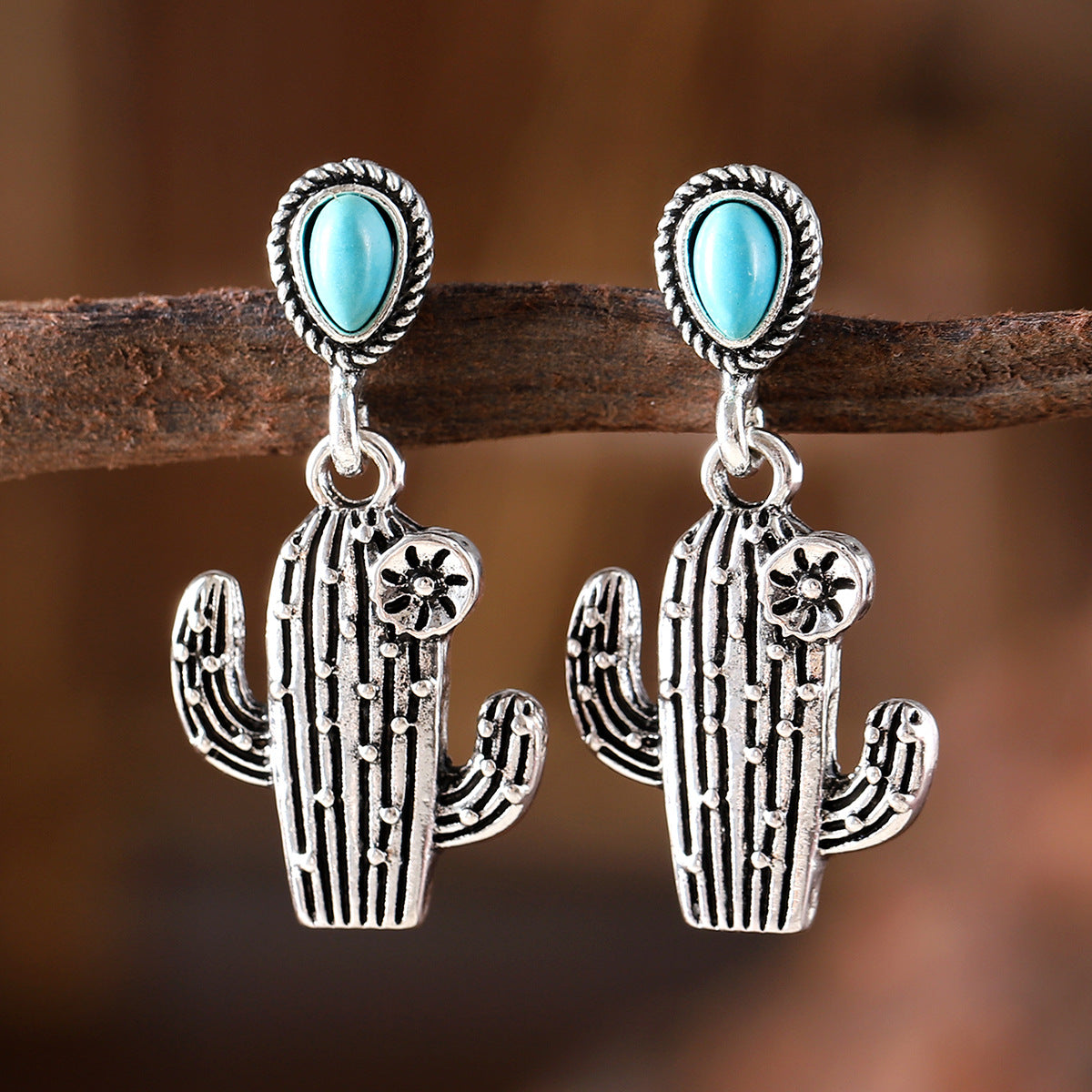 Vintage Cactus Pendant Earrings