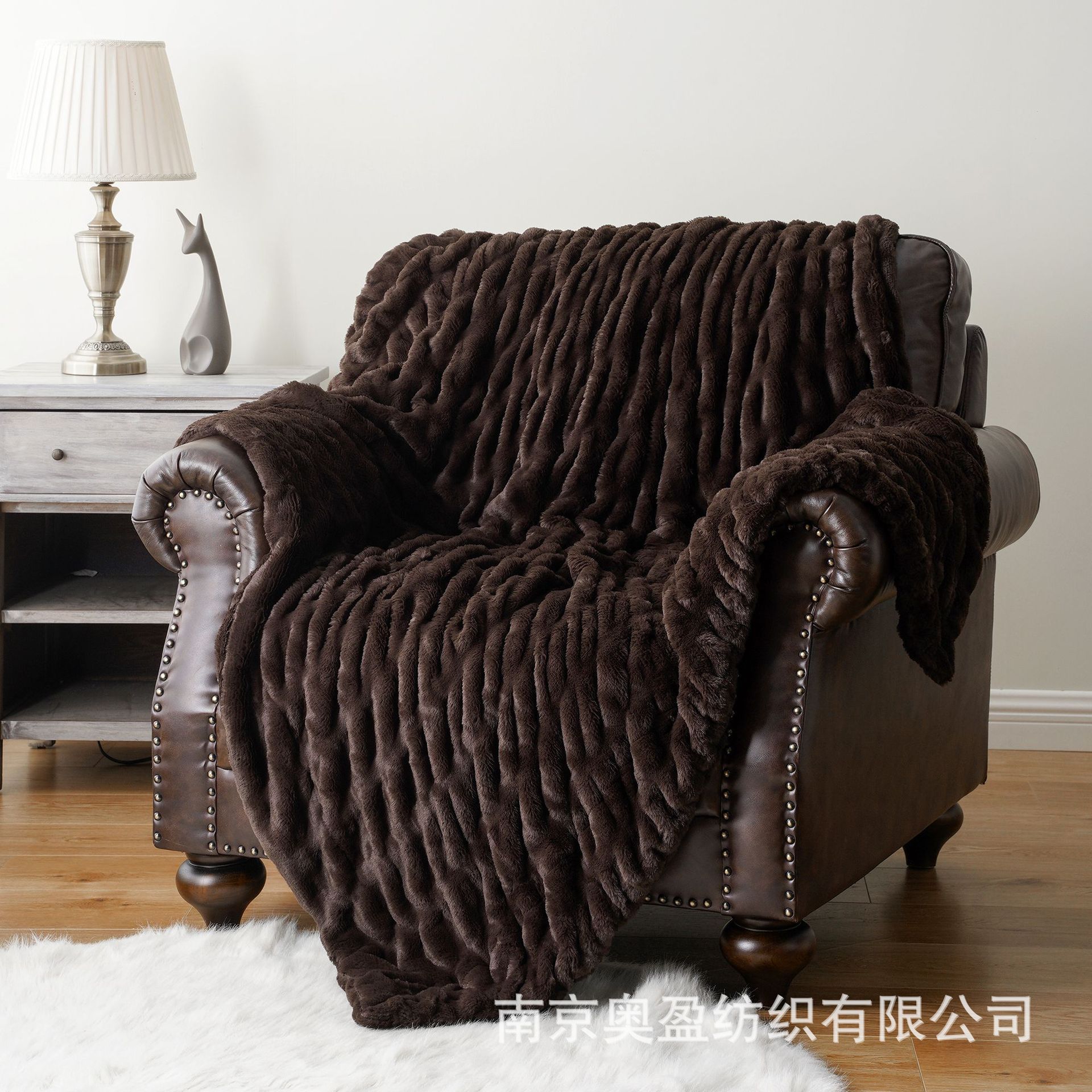 Faux Rabbit Fur Hooded Blanket