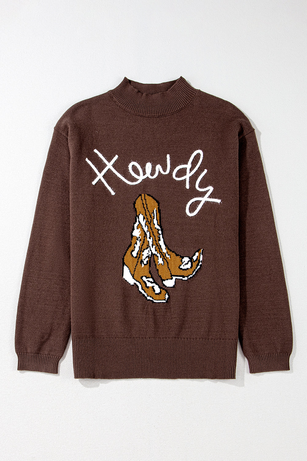 Howdy Boot Graphic High Neck Sweater